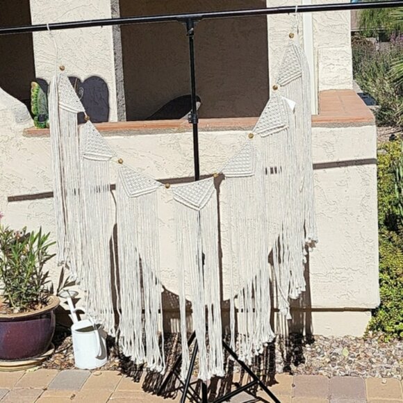 Macrame Wall Hanging Boho Gold Decor - Picture 2 of 4